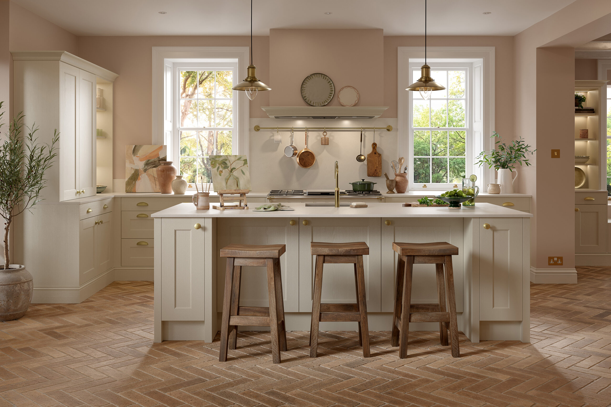 Astley shaker woodgrain kitchen in Taupe Grey finish